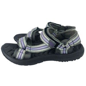 Beach Basics Womens Size 6 Gray/Purple Sandals Hook & Loop Adjustable Strap
